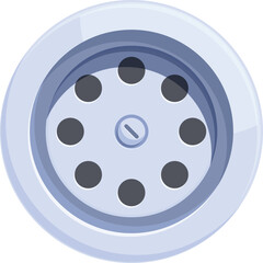 Round shower drain with holes is preventing the pipe from clogging, ensuring a safe shower experience