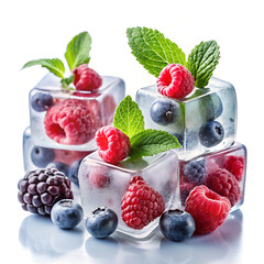 cream with berries and mint