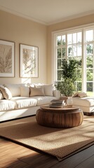 Captivating Modern Living Room with Inviting Ambiance and Natural Elements