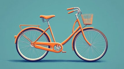 Fototapeta premium Classic Orange Bicycle on Blue Background
