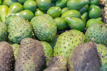 Fresh Green Fruits in Market Display