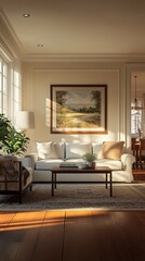 Cozy and Inviting Living Room with Elegant Decor and Natural Lighting