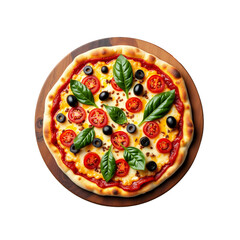 Vegan pizza isolated on transparent background