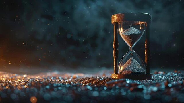 hours glass timer in space background