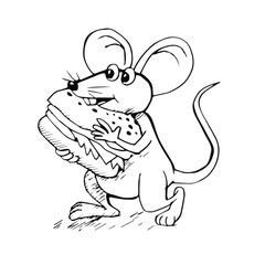 cute mouse with burger cartoon vector illustration