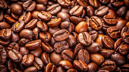 Fototapeta premium Close-up of roasted coffee beans, aroma, caffeine, drink, espresso, cafe, breakfast, dark roast, natural, organic, morning