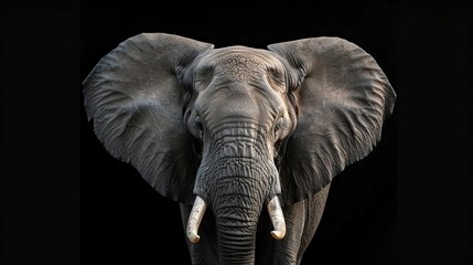 Portrait of an elephant head on a black background