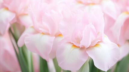 Obraz premium Delicate Pink Iris Flower Petals Close up Macro