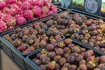 Tropical Fruits Display at Market