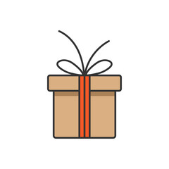 Gift box color icon simple isolated flat style vector illustration.