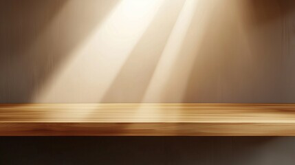 Luxury brown wooden countertop spotlight display branding product promotion presentation