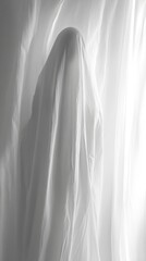 Ghostly Silhouette Shrouded in Ethereal Mist   Mysterious Apparition in Grayscale