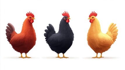 Fototapeta premium Chicken in Morphism style, showcasing smooth gradients and blended colors that enhance its rounded features and graceful posture.