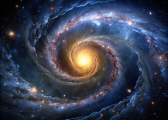 A majestic, swirling vortex of gas and dust illuminates the inky blackness of space, as a stunning spiral