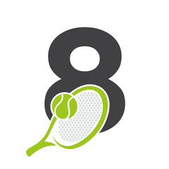 Letter 8 Tennis Logo. Paddle Symbol Vector Template