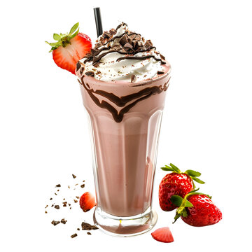recommend clip art: Strawberry and chocolate milkshake on transparent background