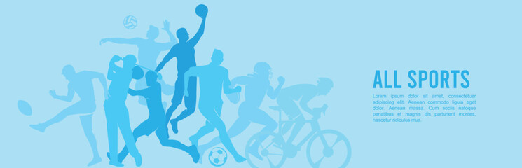 Great editable vector design of various sports players in blue shades best for any digital and print graphic resources  © Muhamad