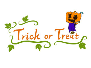 カボチャのイラスト付きTRICK or TREATのタグ