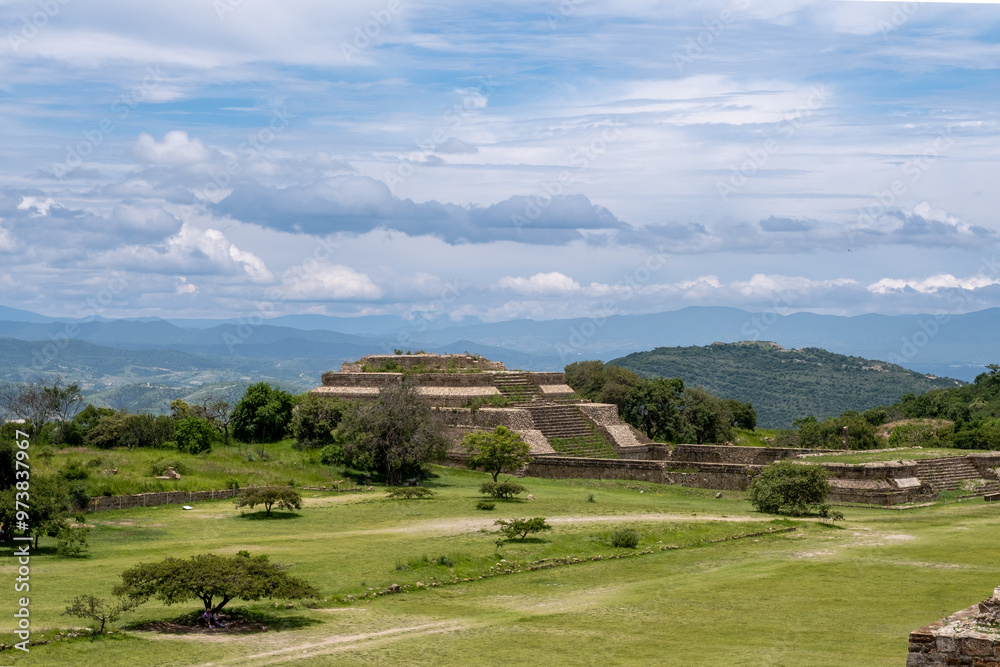 Wall mural the ruins of monte alban, a large archaeological site in oaxaca, mexico