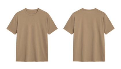 Beige T Shirt Mockup, Front and Back View