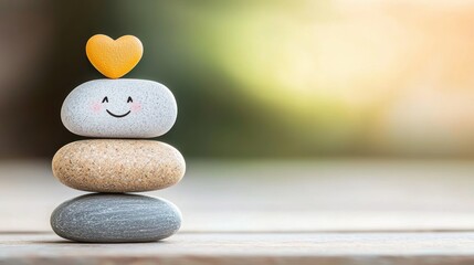Stack of Painted Stones with Heart