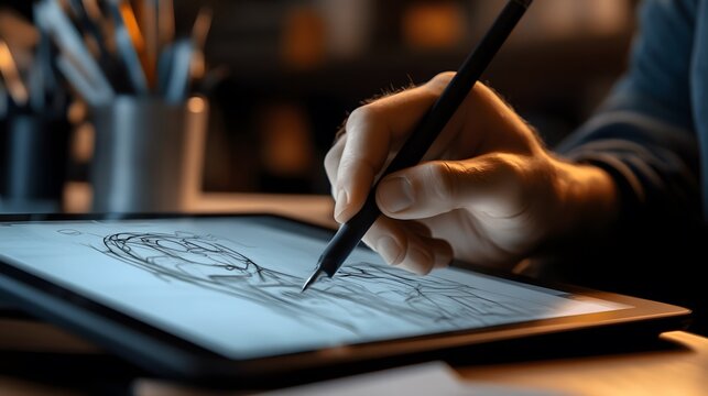 a designer sketching on a tablet