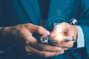 Cyber security and privacy concepts to protect data. Lock icon and internet network security technology. Cybersecurity, Security, Information privacy, Internet and technology concept on virtual screen