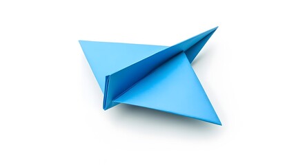 A Blue Paper Airplane Folded and Ready to Fly