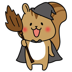 ハロウィンで魔女の仮装をするリス