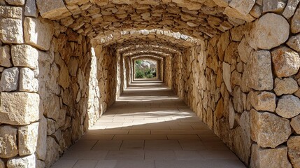 Fototapeta premium Stone Archway Tunnel Pathway Entrance to Courtyard Garden