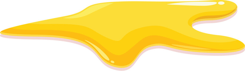 Cartoon illustration of a yellow liquid spilling and forming a puddle