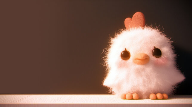 かわいいフェルト風のニワトリと黒板