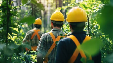 Green construction workers building eco-friendly infrastructure, focusing on sustainability