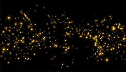 shiny and golden sparkle dust on dark background