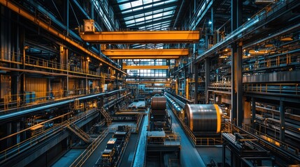 Obraz premium Industrial revolution in smart factory, digital transformation in manufacturing