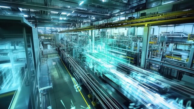Industrial revolution with smart factory technology, digital transformation in manufacturing