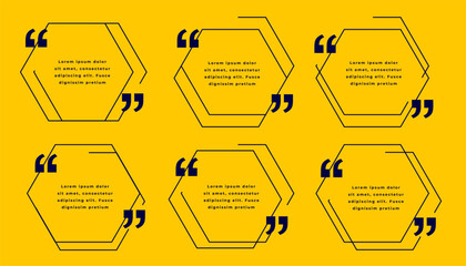 set of citation mark frame template for social communication or remark