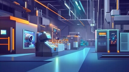 Obraz premium Industry 4.0 factory with modern automation systems, smart manufacturing innovation