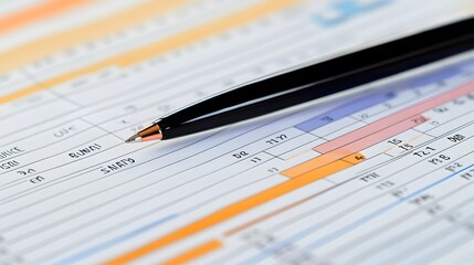 Black Pen on Spreadsheet with Colorful Data Charts