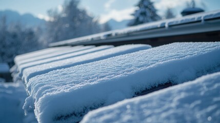 Obraz premium A close-up of snow-covered solar panels, highlighting their efficiency in winter.