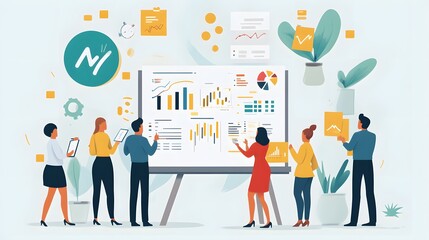 Business People Analyzing Data on a Whiteboard
