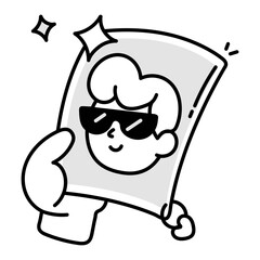 Hand drawn icon of cool portrait 