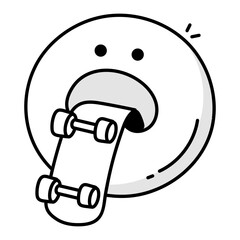 Hand drawn icon showing funny emoji with tongue out 