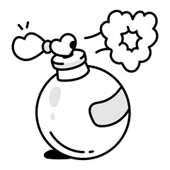 Doodle style icon of perfume bottle puff 