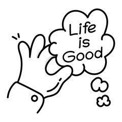 Hand drawn icon of life is good typography 