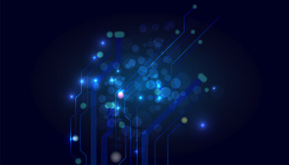 Abstract futuristic - Molecule technology with polygonal shapes on a dark blue background.