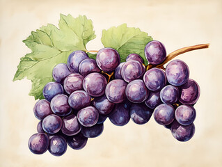 A string of purple grape illustrations on a white background