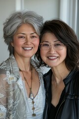 Fototapeta premium Heartwarming Portrait of a Loving Mother and Daughter Sharing a Special Moment Together, Embracing Family Bond and Joy