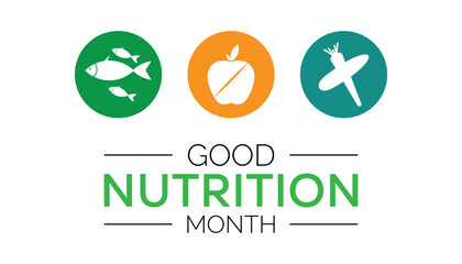 Good Nutrition month is observed every year on November. Medical Healthcare Awareness concept. background, placard, banner template Vector illustration design.