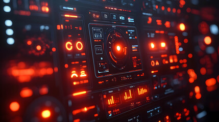 Obraz premium Red and Blue Digital Interface - 3D Illustration